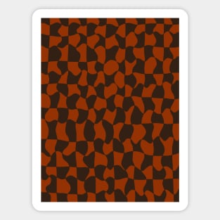 Brown and Orange Distorted Warped Checkerboard Pattern V Magnet